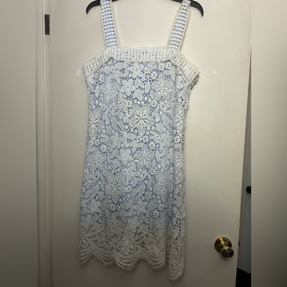 Romeo & Juliet Couture Cream and Blue Sleeveless Sundress